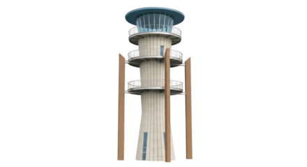 Isolated airport control tower architecture, communication and transportation, design elements
