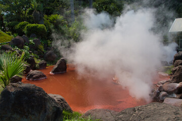 A view of the Chinoike Jigoku (Blood Pond Hell).  Beppu, Japan
