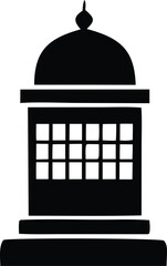 Silhouette of a classic lighthouse structure featuring a domed top and a grid window pattern symbolizing guidance and illumination for maritime navigation.