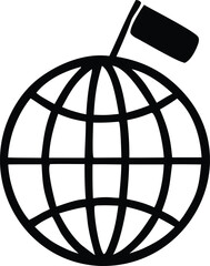 Global reach icon world globe with flag symbolizing international business travel tourism communication and exploration