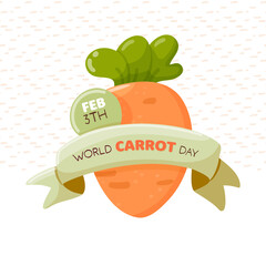 World carrot day banner with a ribbon. Isolated vector illustration