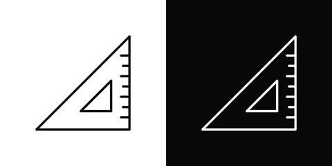 Triangle ruler icon outline pictogram isolated on white. Vector Icon shape.