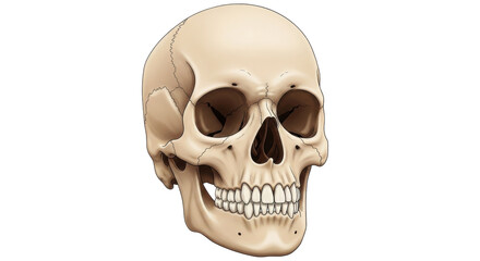 Isolated Detailed Anatomy Skull Illustration Human Cranium Facial Skeleton Head Bones