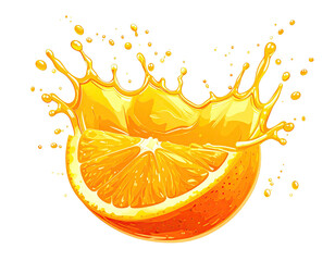Vibrant image of a juicy orange slice erupting a splash against a black backdrop