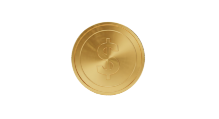 Isolated gold coin with dollar sign for wealth, finance, and business concepts