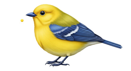 Isolated detailed illustration of a golden-yellow prothonotary warbler bird in close-up format