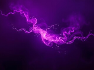 Abstract glowing dust cloud swirling gently across a rich midnight purple background, creating a dreamy cosmic atmosphere perfect for digital art, elegant branding, modern wallpapers, and imaginative 