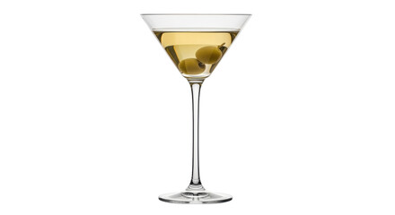 Isolated studio shot of a classic martini cocktail with olives, ready for celebration or relaxing