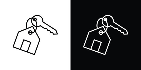 Selling or rent home icon outline pictogram isolated on white. Vector Icon shape.