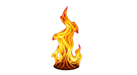 Isolated realistic fire flame, vibrant and intense glowing effect on black background, energy