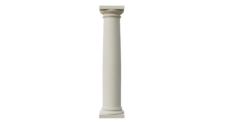 Isolated off-white pillar architectural detail, classical column structure in construction