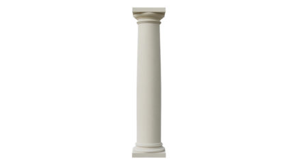 Isolated off-white pillar architectural detail, classical column structure in construction