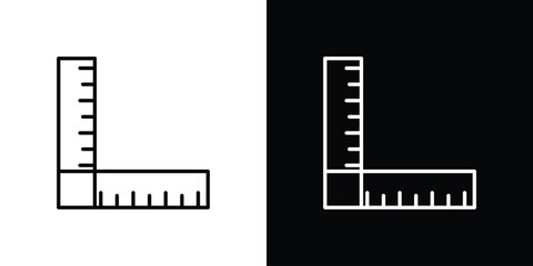 Ruler combined icon outline pictogram isolated on white. Vector Icon shape.