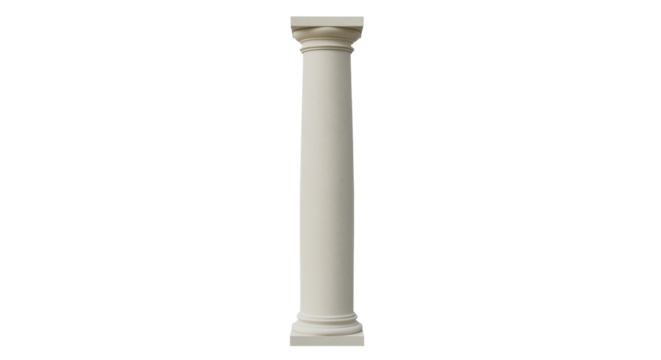 Isolated off-white pillar architectural detail, classical column structure in construction