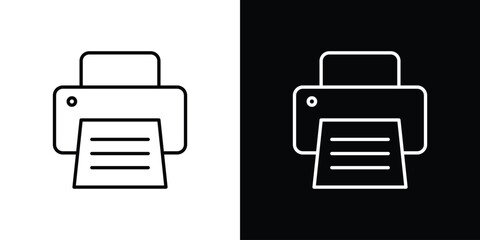 Print icon outline pictogram isolated on white. Vector Icon shape.