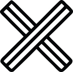 Bold black letter x symbol with stripes represents crossing marks or exes in graphic design and digital art applications
