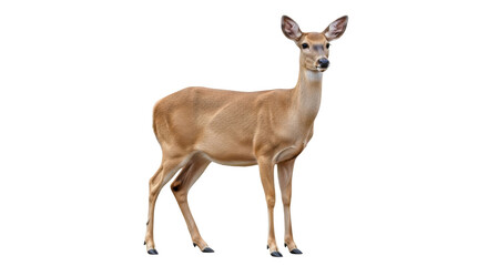Isolated doe stands alert and elegant a beautiful creature from the wilderness in nature