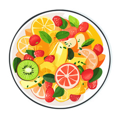 2D flat vector illustration of a Chilled Fruit Salad in icon style, isolated on white background