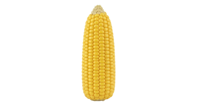 Isolated yellow corn cob ready to cook, plant based diet, fresh and healthy eating