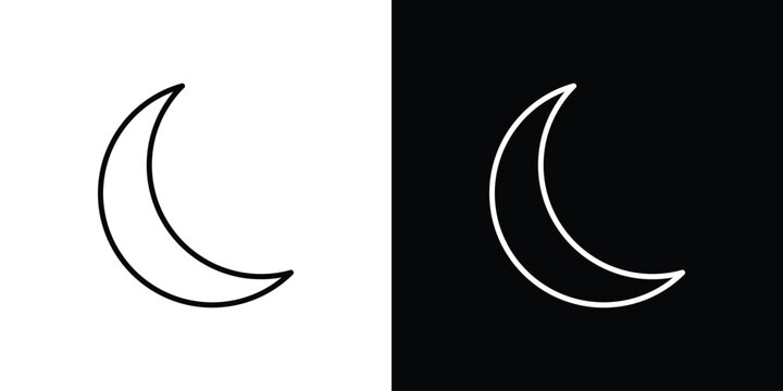 Moon icon outline pictogram isolated on white. Vector Icon shape.