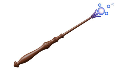 Isolated Wizard's wand, magic wand with bright blue light magic sparkles, power artifact