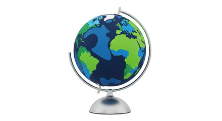 Isolated Earth globe model, cartography educational tool with map of the continents and ocean