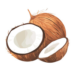 Minimal flat vector of a Coconut, 2D icon-style illustration on white background