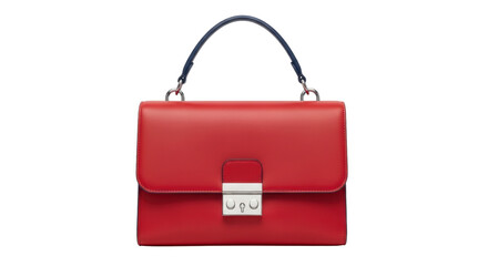 Isolated red leather handbag, women's fashion accessory for formal or casual style