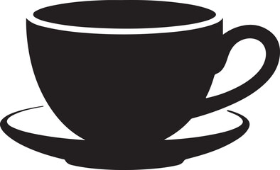 Black Coffee Cup and Saucer Silhouette vector illustration