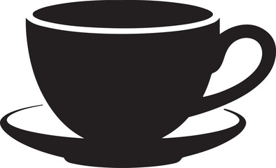 Black Coffee Cup and Saucer Icon vector illustration