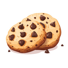 2D flat vector illustration of a Chocolate Chip Cookies in icon style, isolated on white background