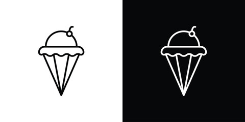 Ice cream icon outline pictogram isolated on white. Vector Icon shape.