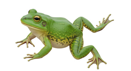 Isolated American bullfrog, a large frog native to eastern North America, amphibian creature