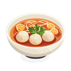 Minimal flat vector of a Bakso, 2D icon-style illustration on white background