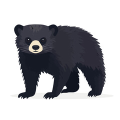 Binturong, flat style 2D vector image, isolated on a white background