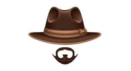 Isolated comical disguise of cowboy hat and mustache for a fun and quirky appearance