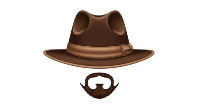 Isolated comical disguise of cowboy hat and mustache for a fun and quirky appearance