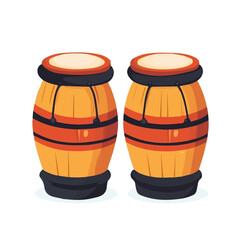 2D flat vector illustration of a Bongos in icon style, isolated on white background