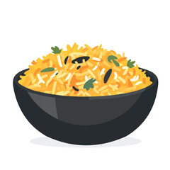 Flat 2D Biryani illustration, vector graphic in icon style, on white background