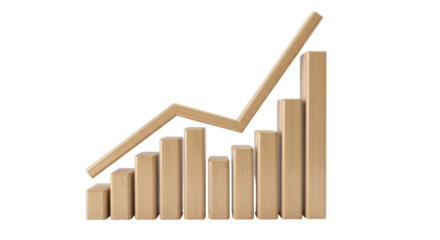 Isolated financial data chart depicting steady market growth, investment success idea