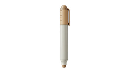 Isolated pen with a tan lid and point for writing on documents or coloring on drawings