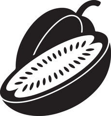 Half cut kiwi fruit silhouette tropical food