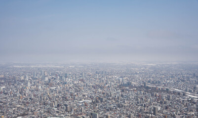 cityscape of Sapporo on top of Mount Moiwa