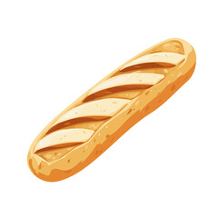 Minimal flat vector of a Baguette, 2D icon-style illustration on white background