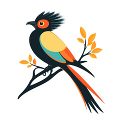 Minimal flat vector of a Bird Of Paradise, 2D icon-style illustration on white background