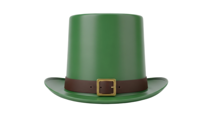 Isolated Leprechaun green hat with brown belt, festive attire for St Patrick's Day celebrations