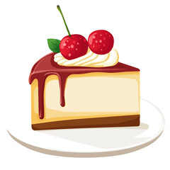 Flat 2D Cheesecake illustration, vector graphic in icon style, on white background