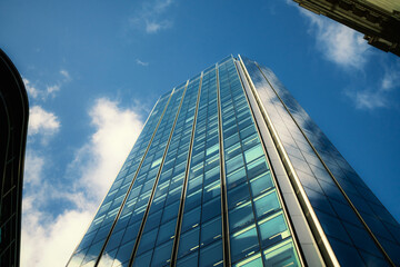 Modern Skyscraper In London Reflecting The Blue Of The Sky 