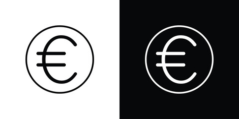 Euro icon outline pictogram isolated on white. Vector Icon shape.