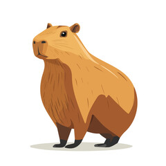 Flat 2D Capybara illustration, vector graphic in icon style, on white background